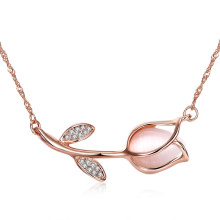 2018 Fashion Fine Jewelry Women Rose Gold Plated CZ Flower Pendant Necklace